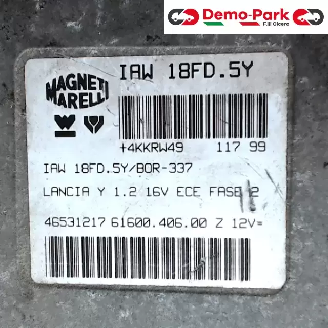 CENTRALINA MOTORE Lancia Y 1.2 16V IAW 18FD.5Y/BOR-337 1