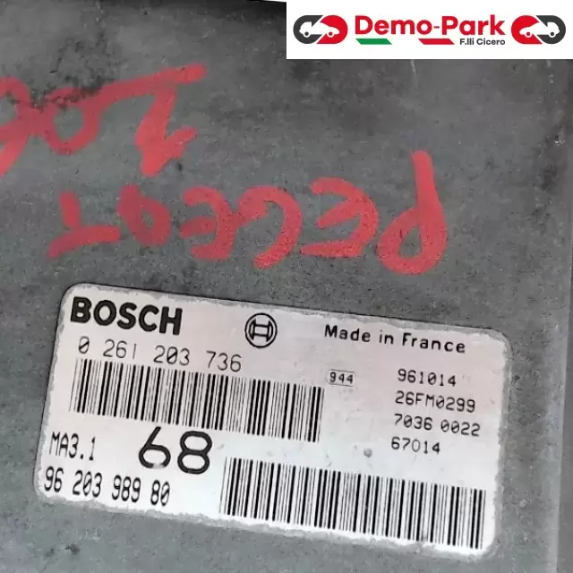 CENTRALINA MOTORE Peugeot 106 BOSCH 0 261 203 736   MA3.1   96 203 989 80 1