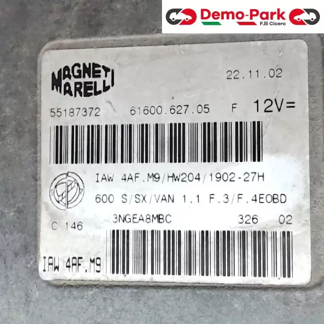 CENTRALINA MOTORE Fiat 600 - 1.1 IAW 4AF.M9/HW204/1902-27H 1