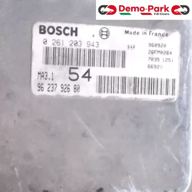 CENTRALINA MOTORE Peugeot 106 BOSCH 0 261 203 943  MA3.1  96 237 926 80 0