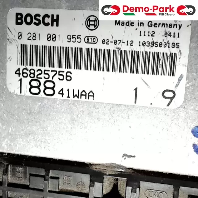 CENTRALINA MOTORE Fiat PUNTO 1.9 JTD BOSCH 0 281 001 955    46825756 1