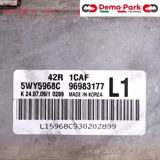 CENTRALINA MOTORE Chevrolet AVEO - 1.2 5WY5968C    42R  1CAF 1