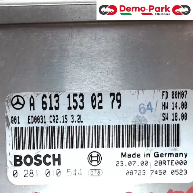 CENTRALINA MOTORE Mercedes-benz CLASSE E - 320 CDI BOSCH 0 281 010 544   A 613 153 02 79 1
