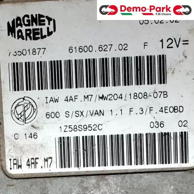 CENTRALINA MOTORE Fiat 600 - 1.1 IAW 4AF.M7/HW204/1808/07B 1