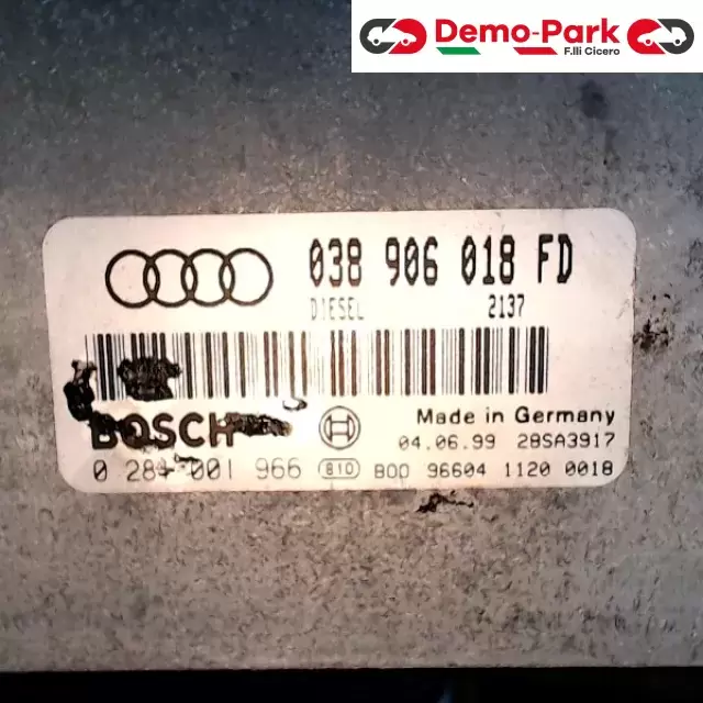 CENTRALINA MOTORE Audi A4 - 1.9 TDI BOSCH 0 281 001 966   038 906 018 FD 1