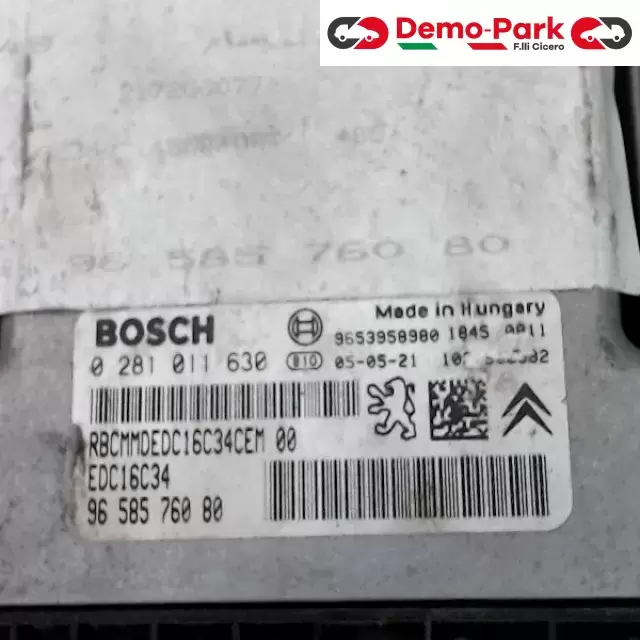 CENTRALINA MOTORE CitroЁn C4 - 1.6 HDI BOSCH 0 281 011 630    EDC16C34   96 585 760 80 1