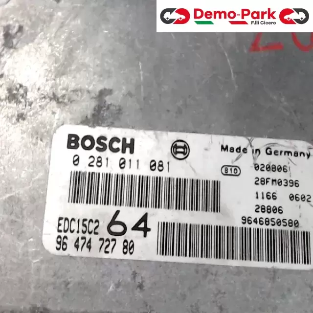 CENTRALINA MOTORE Peugeot 307 - 2.0 HDI BOSCH 0 281 011 081  EDC15C2  96 474 727 80 1