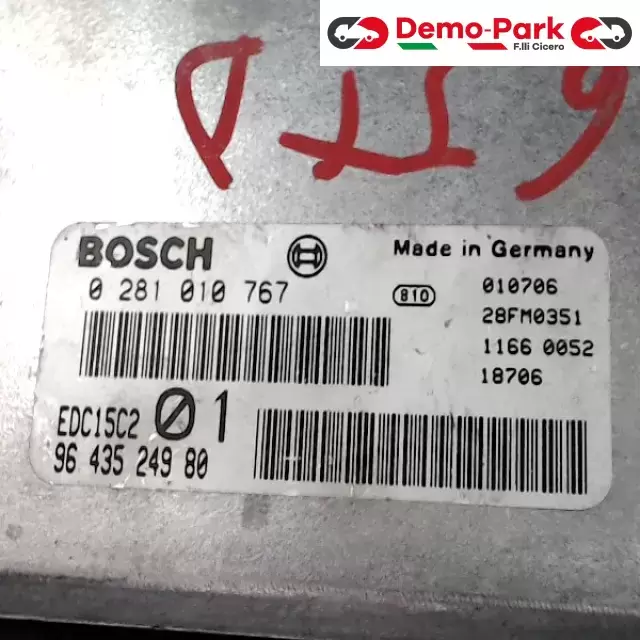 CENTRALINA MOTORE Peugeot 206 - 2.0 HDI BOSCH 0 281 010 767   EDC15C2    96 435 249 80 1