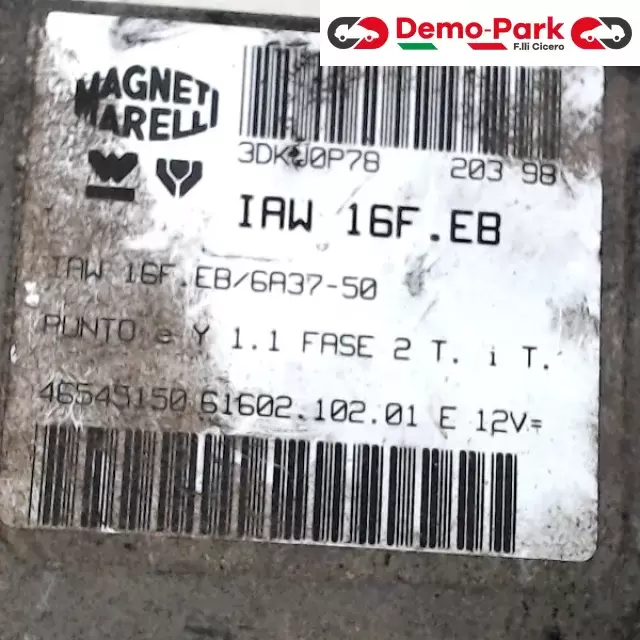 CENTRALINA MOTORE Fiat PUNTO I SERIE - 1.1 IAW 16F.EB/6A37-50 1