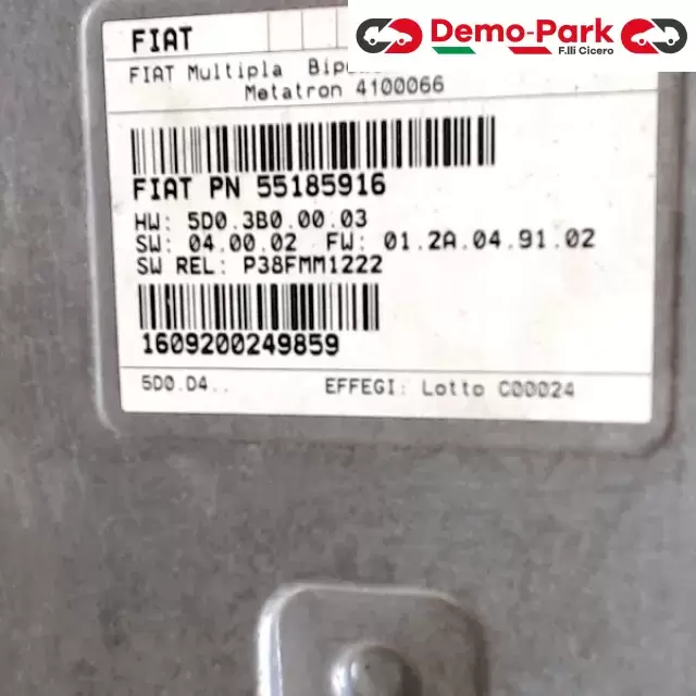 CENTRALINA MOTORE Fiat MULTIPLA - 1.6 16v BIPOWER METATRON 4100066    PN 55185916 1
