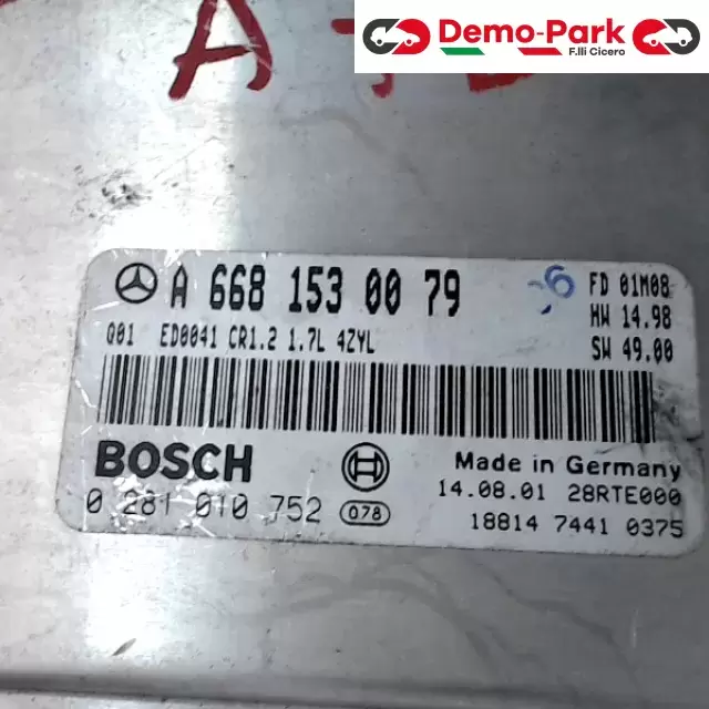 CENTRALINA MOTORE Mercedes-benz Classe A - CDI BOSCH 0 281 010 752    A 668 153 00 79  1
