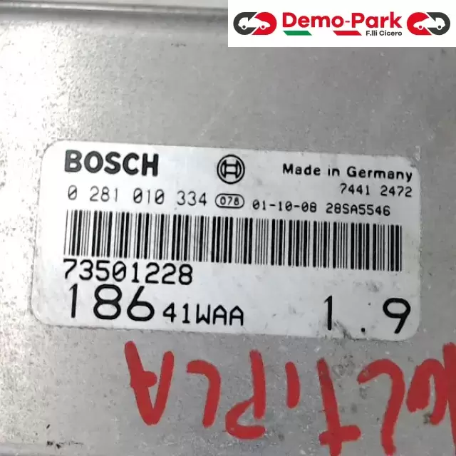 CENTRALINA MOTORE Fiat MULTIPLA - 1.9 JTD BOSCH 0 281 010 334  73501228 1