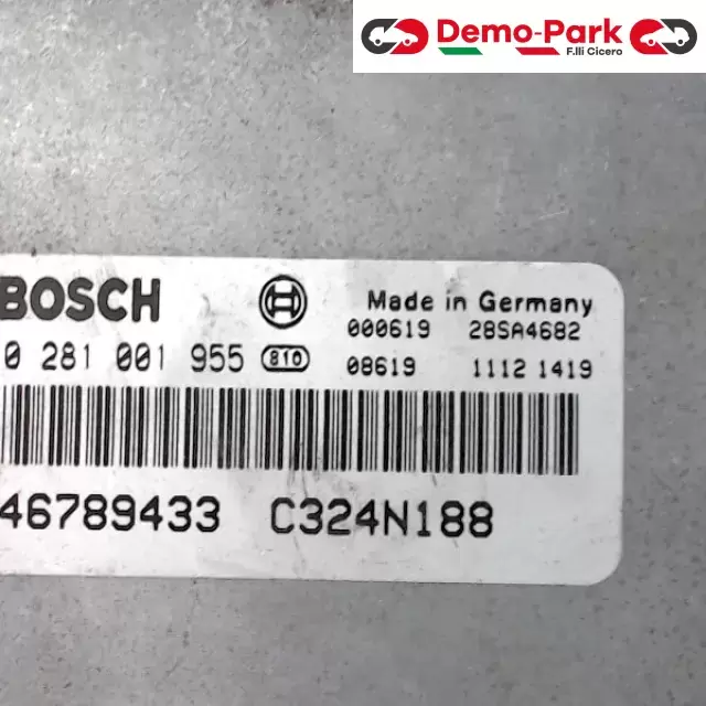 CENTRALINA MOTORE Fiat PUNTO 188 - 1.9 JTD BOSCH 0 281 001 955   46789433    C324N188 1