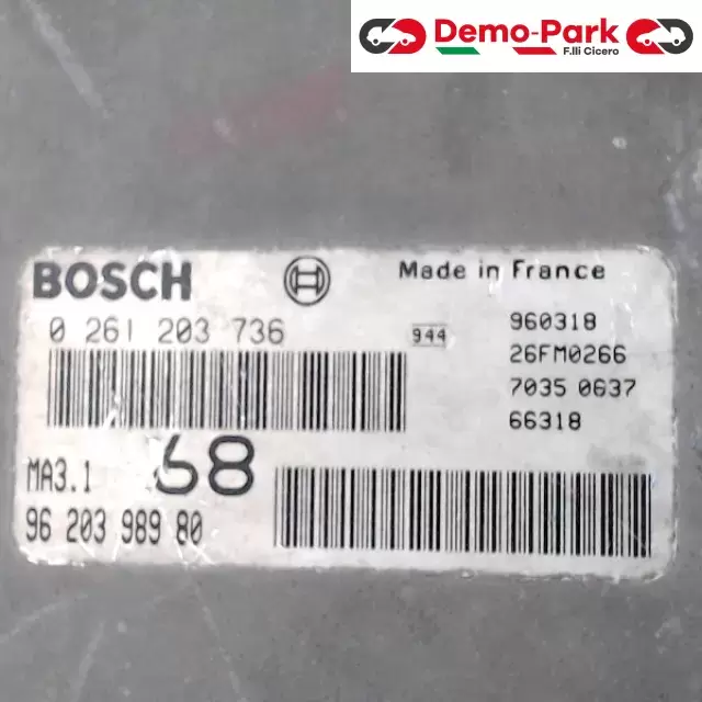 CENTRALINA MOTORE Peugeot 106 BOSCH 0 261 203 736   MA3.1   96 203 989 80 1