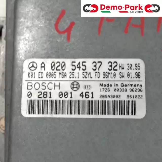 CENTRALINA MOTORE - CENTRALINA VDO Mercedes-benz CLASSE E - 250 D BOSCH 0 281 001 461   A 020 545 37 32 HW     -       BOSCH 0 265 109 053   019 545 47 32 K04 1