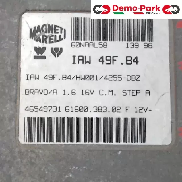 CENTRALINA MOTORE Fiat BRAVA - 1.6 IAW 49F.B4/HW001/4255-DBZ 1