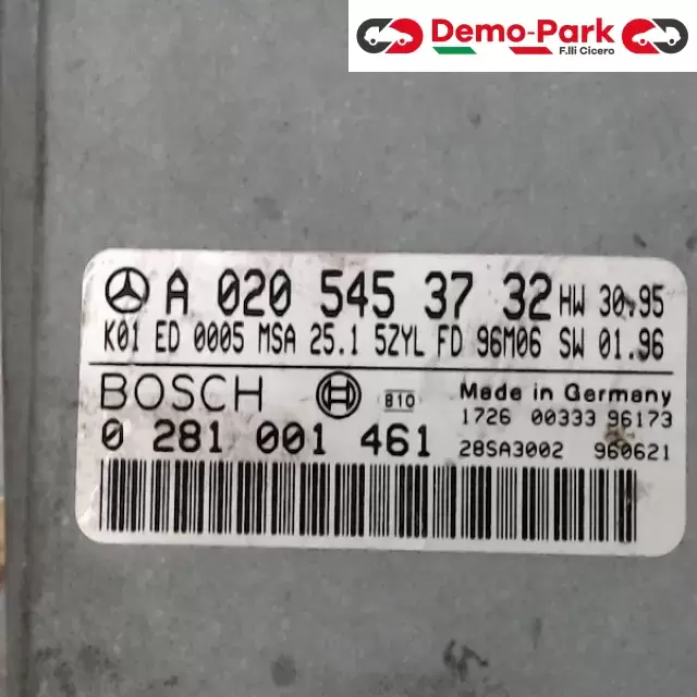 CENTRALINA MOTORE - CENTRALINA ECU  Mercedes-benz CLASSE E - 250 D BOSCH 0 281 001 461   A 020 545 37 32 HW     -       BOSCH 0 265 109 053   019 545 47 32 K03 1