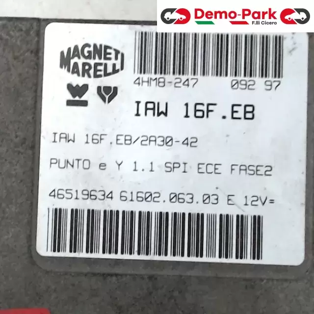 CENTRALINA MOTORE Fiat PUNTO I SERIE - 1.1 IAW 16F.EB/2A30-42 1