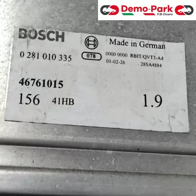 CENTRALINA MOTORE Alfa Romeo 156 - 1.9 JTD BOSCH 0 281 010 335  46761015 41HB 1