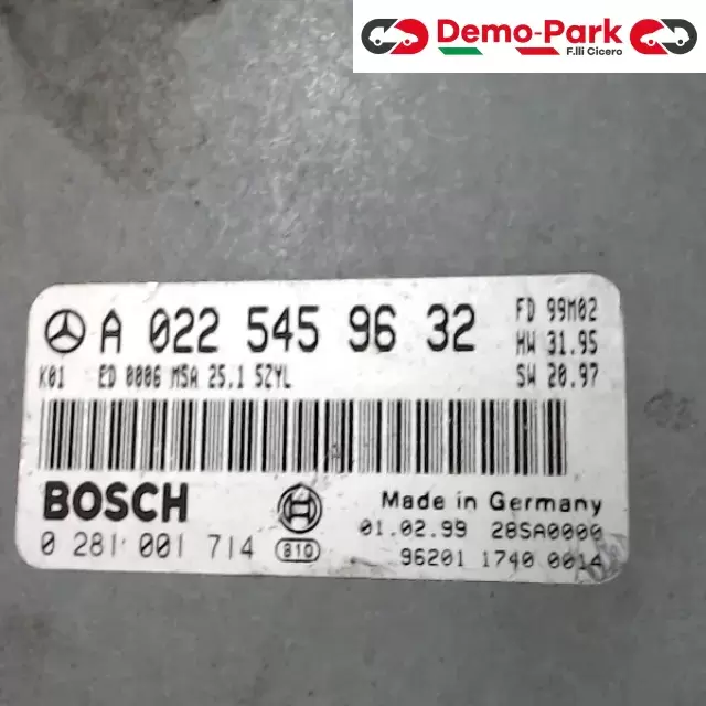 CENTRALINA MOTORE Mercedes-benz CLASSE C - 250 D BOSCH 0 281 001 714     A 022 545 96 32 1