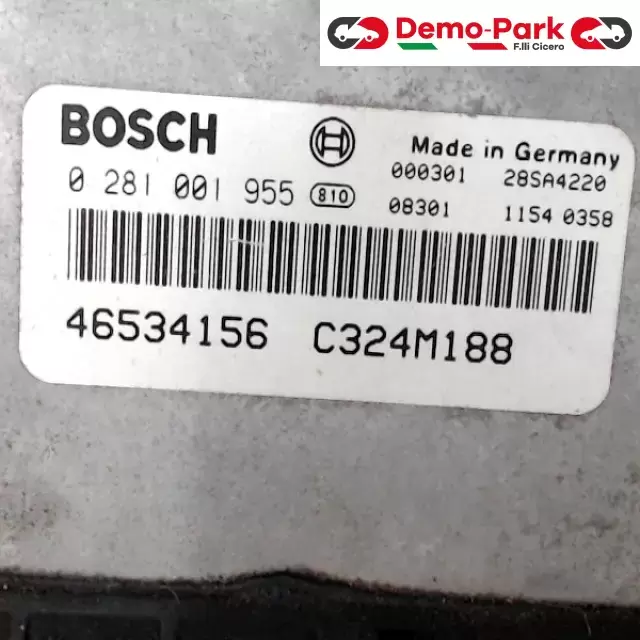 CENTRALINA MOTORE Fiat PUNTO 188 - 1.9 JTD BOSCH 0 281 001 955   46534156   C324M188 1