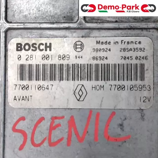 CENTRALINA MOTORE Renault SCENIC - 1.9 DTI BOSCH 0 281 001 809  7700110647 1
