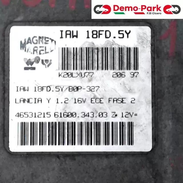 CENTRALINA MOTORE Lancia Y - 1.2 IAW 18FD.5Y/B0P-327 1