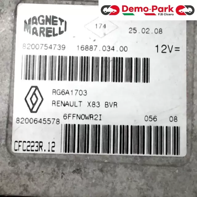 CENTRALINA MOTORE Renault TRAFIC - 2.5 DCI MAGNETI MARELLI 8200754739    16887.034.00    RG6A1703 1