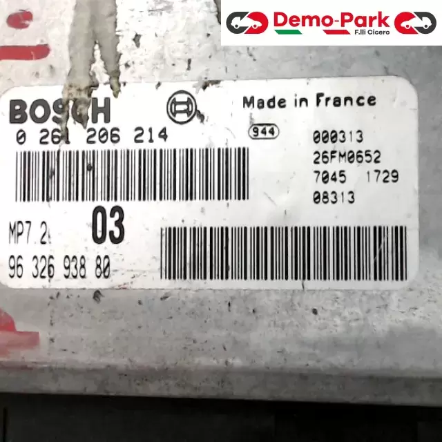 CENTRALINA MOTORE CitroЁn XSARA - 1.6 BOSCH 0 261 206 214   MP7.2   96 326 938 80 1