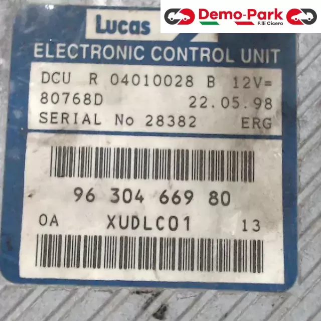 CENTRALINA MOTORE Peugeot 406 - 1.9 TD LUCAS DCU R04010028B   80768D 1