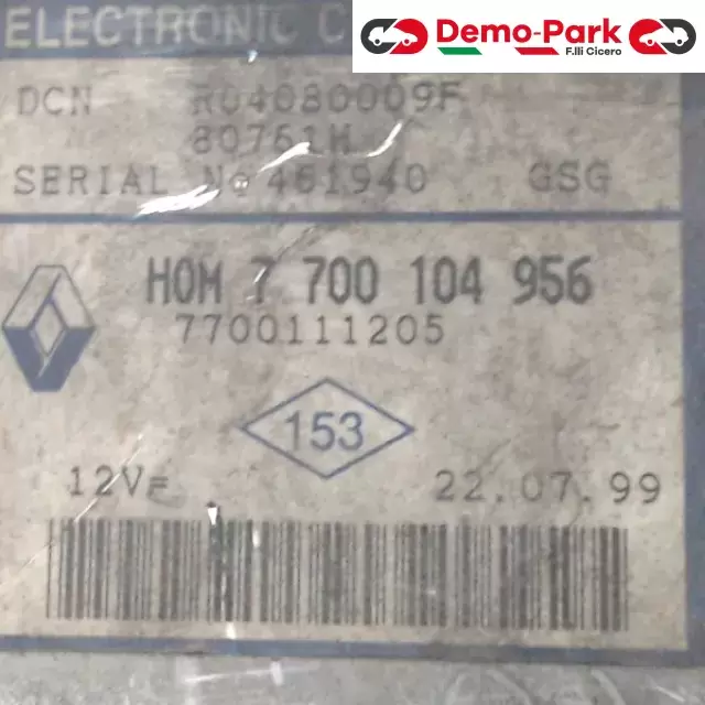 CENTRALINA MOTORE Renault CLIO - 1.9 D LUCAS DCN R04080009F   80761H   HOM 7 700 104 956 1
