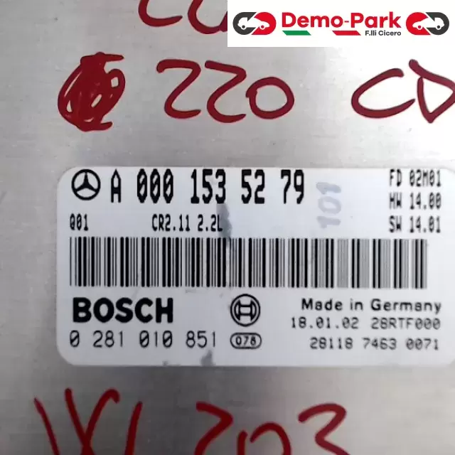 CENTRALINA MOTORE MERCEDES C220 CDI Mercedes-benz C 220 CDI BOSCH 0 281 010 851    A 000153 52 79 1