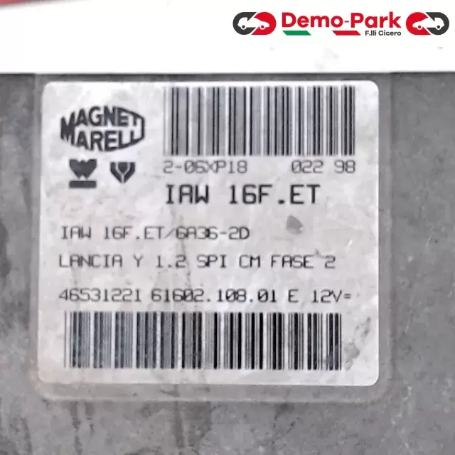 CENTRALINA MOTORE Lancia Y 1.2 IAW 16F.ET/6A36-2D 1