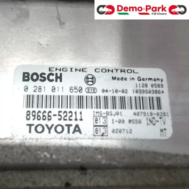 CENTRALINA MOTORE Toyota YARIS - 1.4 D4D BOSCH 0 281 011 650   89666-52211 1
