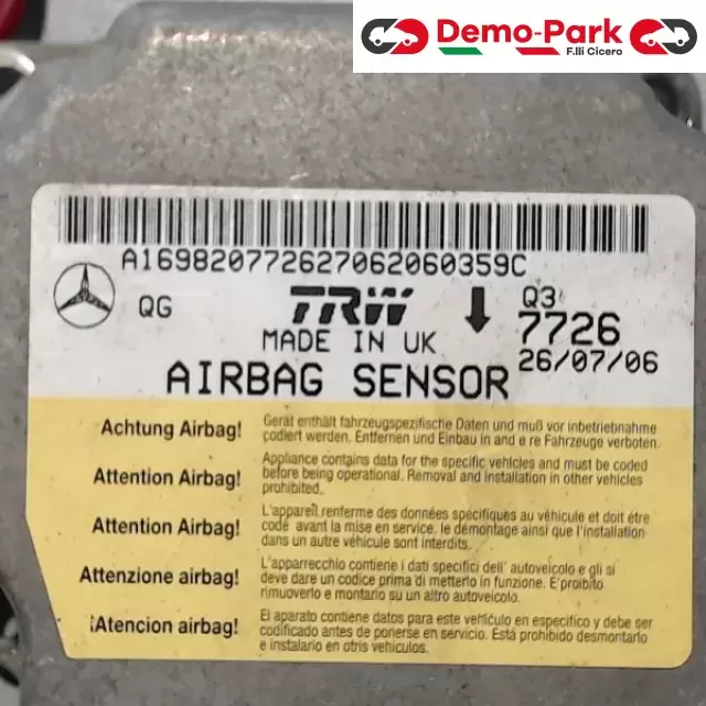 CENTRALINA AIRBAG Mercedes-benz CLASSE B - 200 A1698207262 2