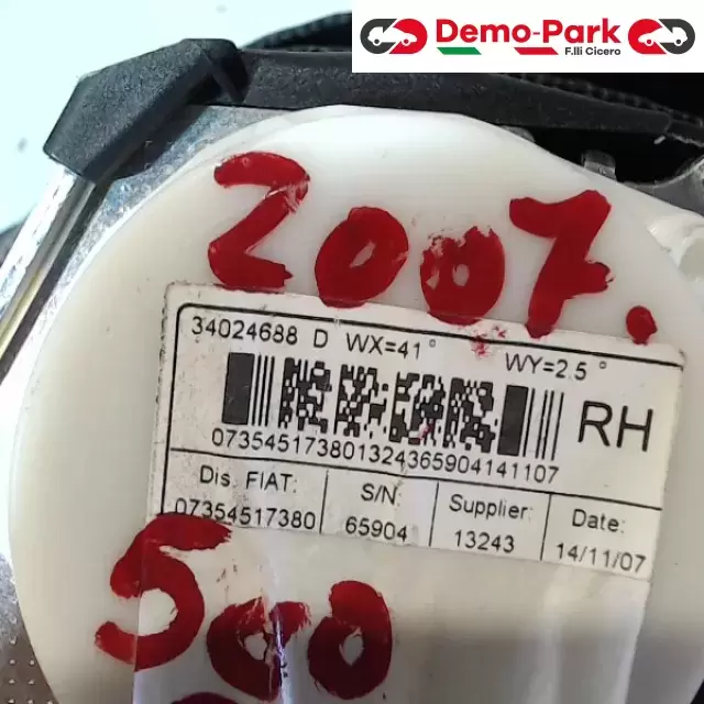 CINTURA DI SICUREZZA POST DX Fiat 500 1.2 7354517380 2
