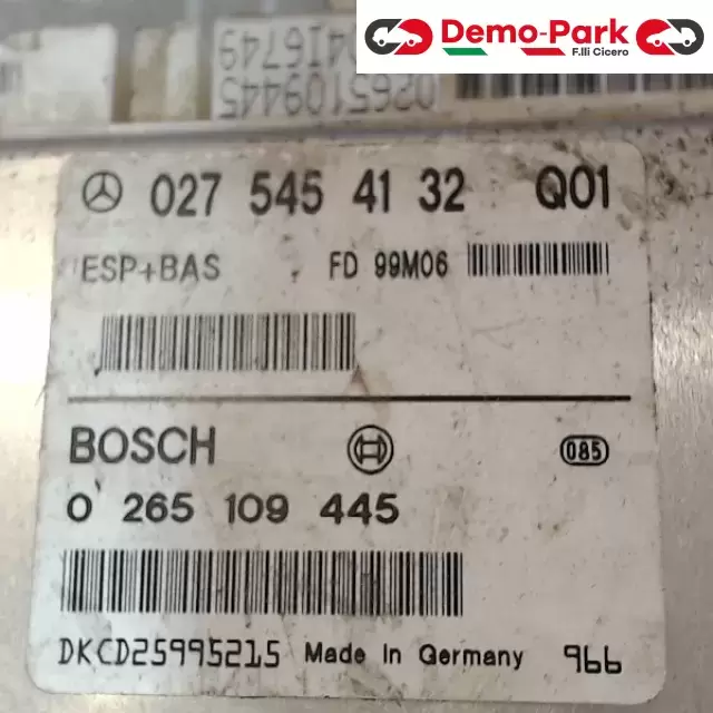 CENTRALINA MODULO ESP Mercedes-benz CLASSE A 170 W168 0265109445  0275454132Q01 2