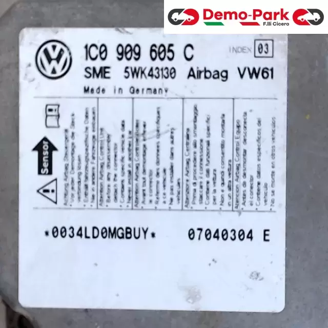CENTRALINA AIRBAG VOLKSWAGEN PASSAT Volkswagen PASSAT - 1.9 TDI 1C0909605C 1