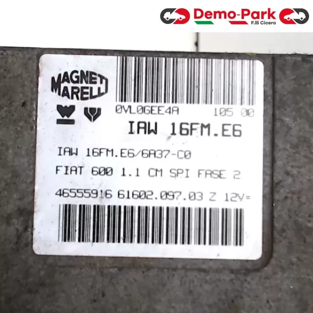 CENTRALINA MOTORE FIAT 600 Fiat SEICENTO 1.1 IAW16FM.E6 1
