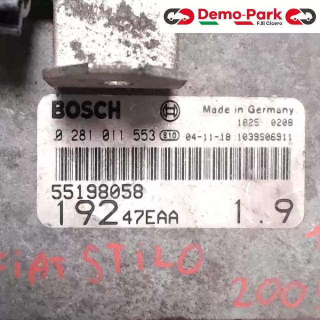 CENTRALINA MOTORE FIAT STILO Fiat STILO - 1.9 JTD 55198058 1