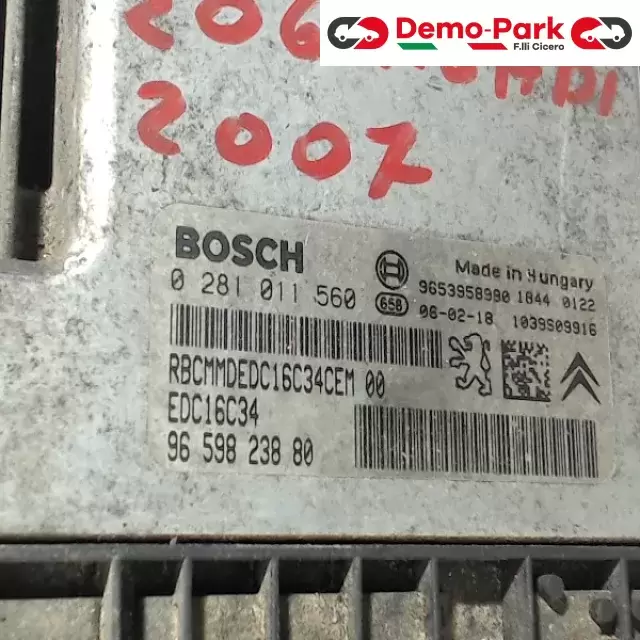 CENTRALINA MOTORE PEUGEOT 206 Peugeot 206 1.6 HDI 0281011560 1