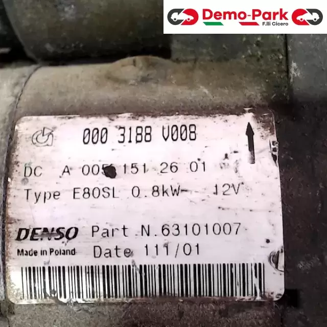 MOTORINO D'AVVIAMENTO SMART 450 B Smart 450 fortwo 000 3188 V008 2