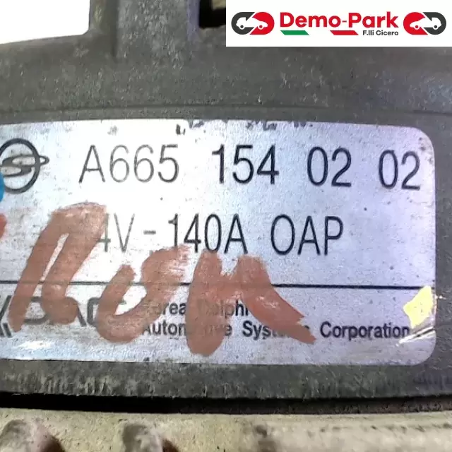 ALTERNATORE SSANGYONG KYRON 140A Ssangyong KYRON A665 154 02 02 2