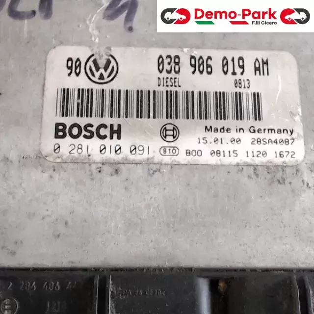 CENTRALINA MOTORE GOLF IV Volkswagen GOLF 4 - 1.9 TDI BOSCH 0 281 010 091  038 906 019 AM 0