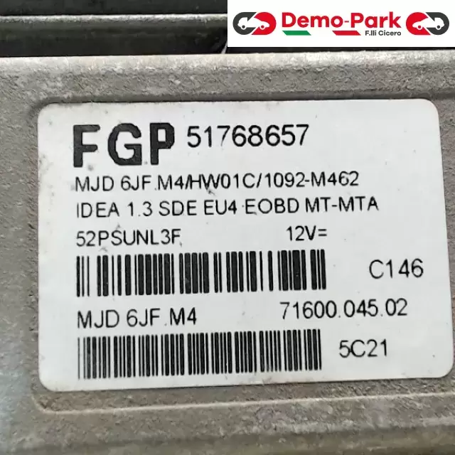 CENTRALINA MOTORE Fiat IDEA 1.3 MJET 51768657 2