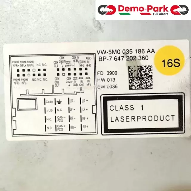 AUTORADIO ORIGINALE  Volkswagen GOLF 5M0 035 186 AA 3