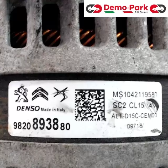 ALTERNATORE 150A 14V Peugeot 308 - 1.5 BlueHDI 9820893880 3