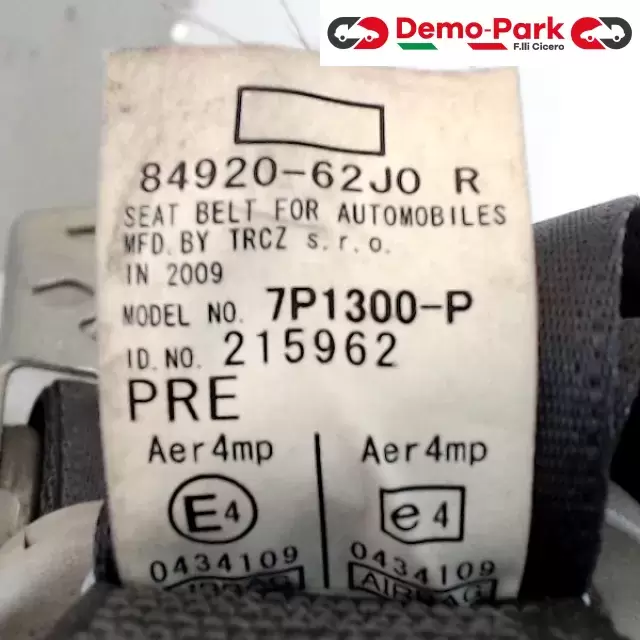 CINTURA SICUREZZA ANT. DX 5PORTE Suzuki SWIFT 84920-62J0 R 3