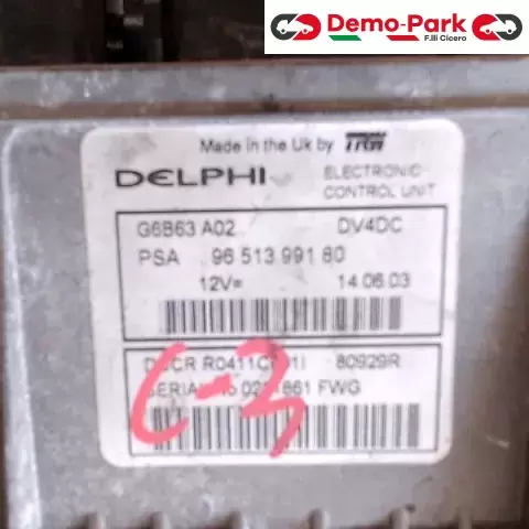CENTRALINA MOTORE CitroЁn C3 - 1.6 HDI DELPHI G6B63A02   PSA 96513 991 80    80929R 0