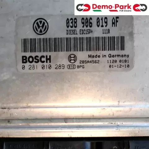 CENTRALINA MOTORE Skoda FABIA - 1.9 TDI BOSCH 0 281 010 289  EDC15P+ 1110  038 906 019 AF 0